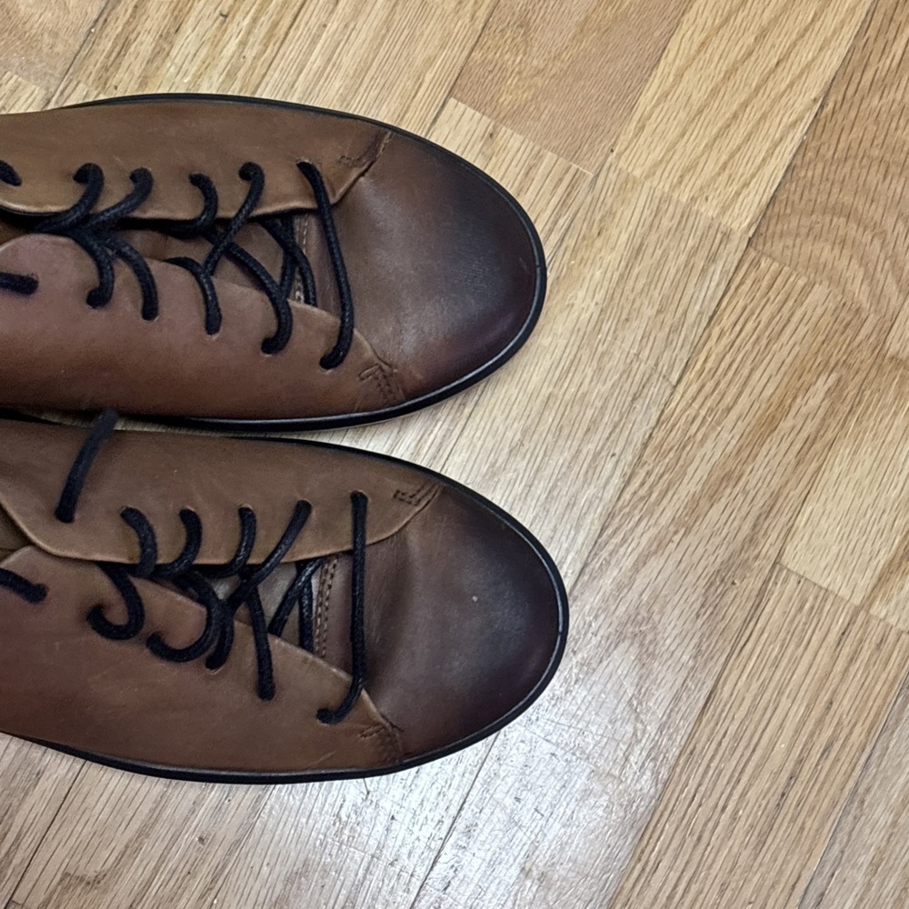 ECCO Soft Lux Cognac (Ombre) Leather Lace Up Sneakers EU 39 6.5 M 8.5 W - Picture 4 of 16